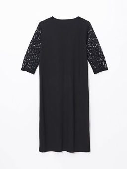 Bisiklet Yaka Dantel Detayl? Elbise