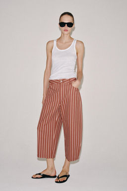 PANTAL?N CROPPED RAYAS ZW COLLECTION / Granate - Zara фото 4