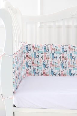 Бортик в кроватку четырехсторонний арт БРК35/ламы