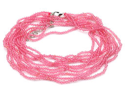 Бусы из циркона 5 нитей шарик гр.2мм цв.розовый яркий, 48см