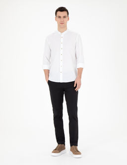 Рубашка Pierre Cardin Regular Fit белая с примесью льна