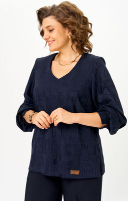 Блуза БелЭльСтиль 879 синий принт фото 4