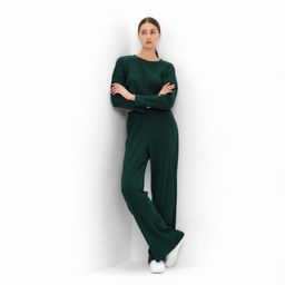 Костюм женский (лонгслив, брюки) MINAKU: Casual Collection, зелёный, размер 42