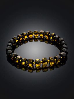 Роскошный браслет из янтаря зелёного оттенка Алмазная шайба - Амберхолл фото 2