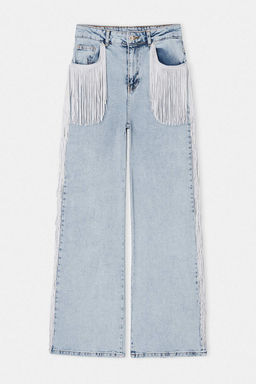 Limited Edition Ac?k Mavi Puskul Detayl? Yuksek Bel Wide Leg Jeans TWOSS26JE00242 - Trendyolmilla фото 6