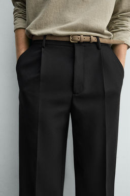 PANTAL?N CROPPED WIDE FIT PLIEGUES / Negro - Zara фото 5