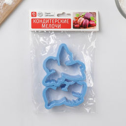 Набор форм для печенья Доляна Ангелы, 2 шт, 14?13?2 см, цвет голубой  фото 4