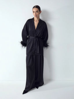 EMKA / Блузка-кимоно с перьями  фото 4