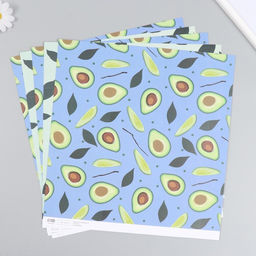 Цена за 5 шт. Бумага для скрапбукинга двусторонняя «Авокадо», плотность 180 г, 30.5×32 см