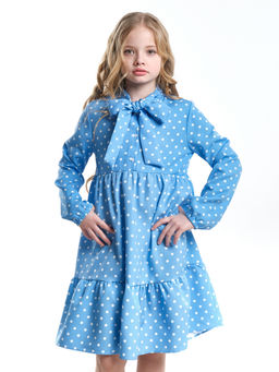 Платье подростковое в горох UD 7014 св.голубой горох - Mini maxi фото 2