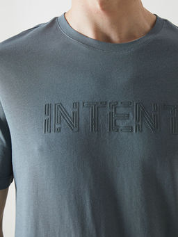 Bisiklet Yaka Bask?l? Penye Erkek Ti??rt