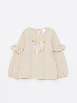 Bisiklet Yaka Uzun Kollu Bask?l? K?z Bebek Ti??rt 2li - Waikiki фото 2