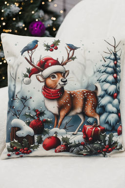 Наволочка декоративная новогодняя 2 шт рогожка