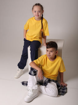 Набор детских Футболок базовая-2шт, цвет Желтый, кулирка х/б100%