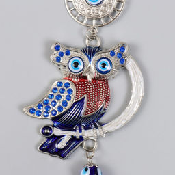 Подвеска от сглаза «Медальон и сова на ветке», 24 см