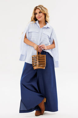 Рубашка AmberA 1098 голубой полоска  фото 4