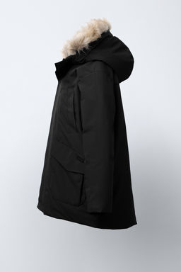 LONG FEATHER AND DOWN WATER-REPELLENT PUFFER JACKET WITH DETACHABLE FAUX FUR HOOD - Zara фото 4