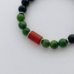 Браслет из черного Агата, Нефрита и Сердолика 18 см