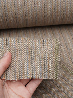 Шерсть пальтово-костюмная Твид Полоска-пунктир цв.бежевый, ш.1.5м, шерсть-30%, п/э-70%, 330гр/м.кв - Купава фото 10