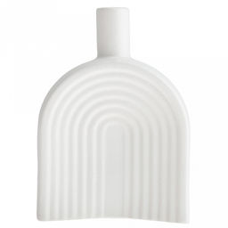 Ваза керамическая "Аравия-арка" 620мл, 15,8х6см h22см, д/горла - 2,5см, фактурный глянец, цвет - белый, в коробке (Китай)