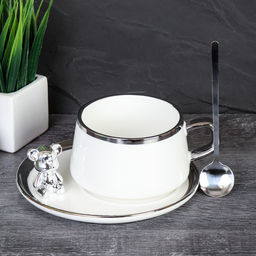 Чайный набор 300 мл 3 предмета с ложкой Мишка / JY3539 /уп 48/ - Галеонтрейд фото 4