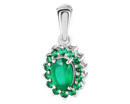 Подвеска, зеленый агат , наноизумруд, Ю-Деталь