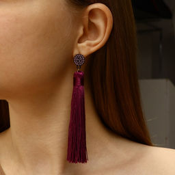 Серьги Кисти гармония, цвет фиолетовый, L кисти 8.5 см