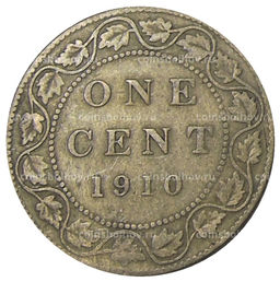 Монета 1 цент 1910 года Канада