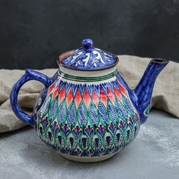 Чайник заварочный Риштанская Керамика «Узоры», 1.6 л, синий МИКС