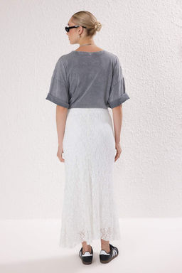 TRENDYOLMILLA Siyah Skater Dantel Midi Esnek Orme Etek TWOSS25ET00149  фото 5