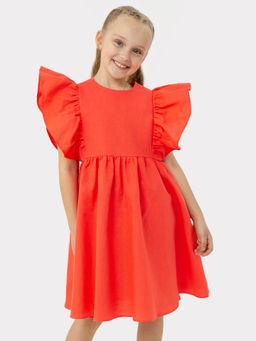 Платье для девочек в красном оттенке с декоративными рукавами - Mark formelle фото 2