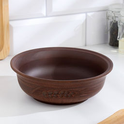 Тарелка глубокая «Колос», 700 мл., 6×18 см, красная глина