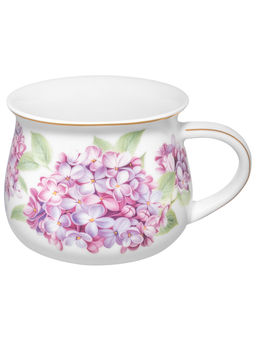 Кружка 250 мл 11,5*9*7 см "Сирень" бочонок, фарфор NEW BONE CHINA