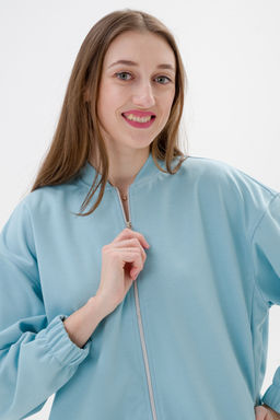 Бомбер из коттон фита аквамарин макси - Амадэль фото 11