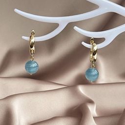 Серьги из голубого "Карибского" Кальцита