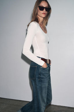 CREPE LONG SLEEVE T-SHIRT - Zara фото 6