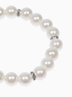 Цена за 2 шт. Набор детский «Выбражулька» 2 предмета: бусы, браслет d=6 см. жемчуг, белый в серебре