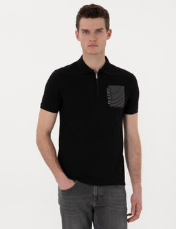 Siyah Slim Fit Polo Yaka Ti__rt
