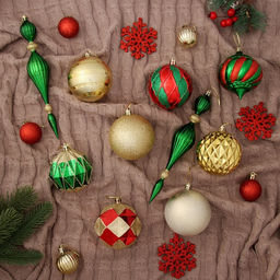Ёлочные игрушки Ассорти, новогодние, набор 42 шт., красный/зелёный