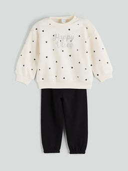 Bisiklet Yaka K?z ?ocuk Sweatshirt ve E?ofman Alt?