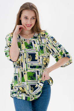 Туника женская из кулирки Полина цитрусовый микс макси - Амадэль фото 6