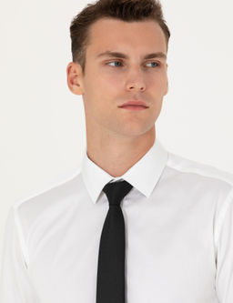 Beyaz Slim Fit Uzun Kollu Basic G_mlek