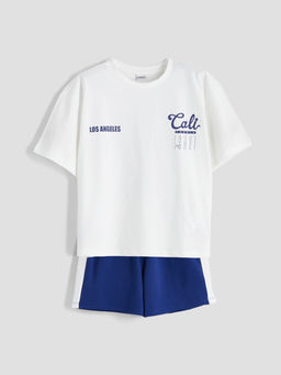 Bisiklet Yaka California Bask?l? K?z ?ocuk Ti??rt ve ?ort