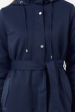 Lacivert Ici Elyafl? Oversize Kal?n Trenckot TWOAW25TR00005 - Trendyolmilla фото 4