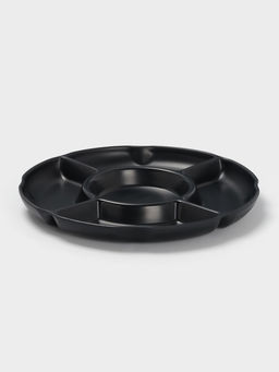 Менажница «Чёрный Восток», 5 секций, пластик, 25×2.5 см, диаметр центра 11 см, чёрная