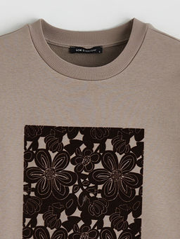 Bisiklet Yaka Bask?l? Kad?n Kal?n Sweatshirt