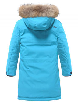 Парка зимняя подростковая для мальчика с капюшоном и мехом голубого цвета 9537Gl - Valianly фото 9