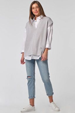 Жилет вязаный оверсайз с открытой спиной черный - Fly фото 8