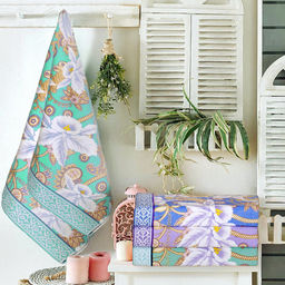 "Япония-2014" Полотенце махровое 70х140см, плотность 300гр/м2, 100% хлопок, "Фантазия", зеленый, Bolangde (Китай)