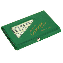 Домино пластмассовое, кость 2х4х0,5см, в п/эт цветной коробке 15х9х1,5см, цвета микс (Китай)